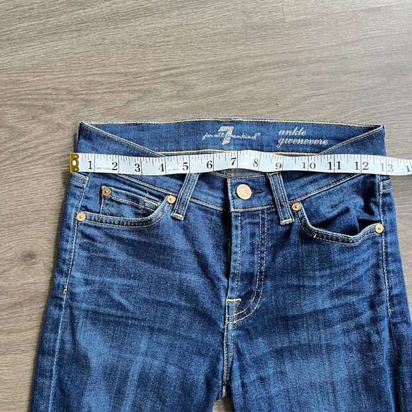 7 for All Mankind Dark Blue "Ankle Gwenevere" Mid-Rise Skinny Jeans - Picture 4 of 10